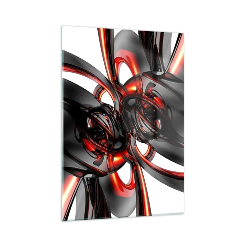 Obraz na skle - Pohyb v grafitové a červené - 50x70 cm