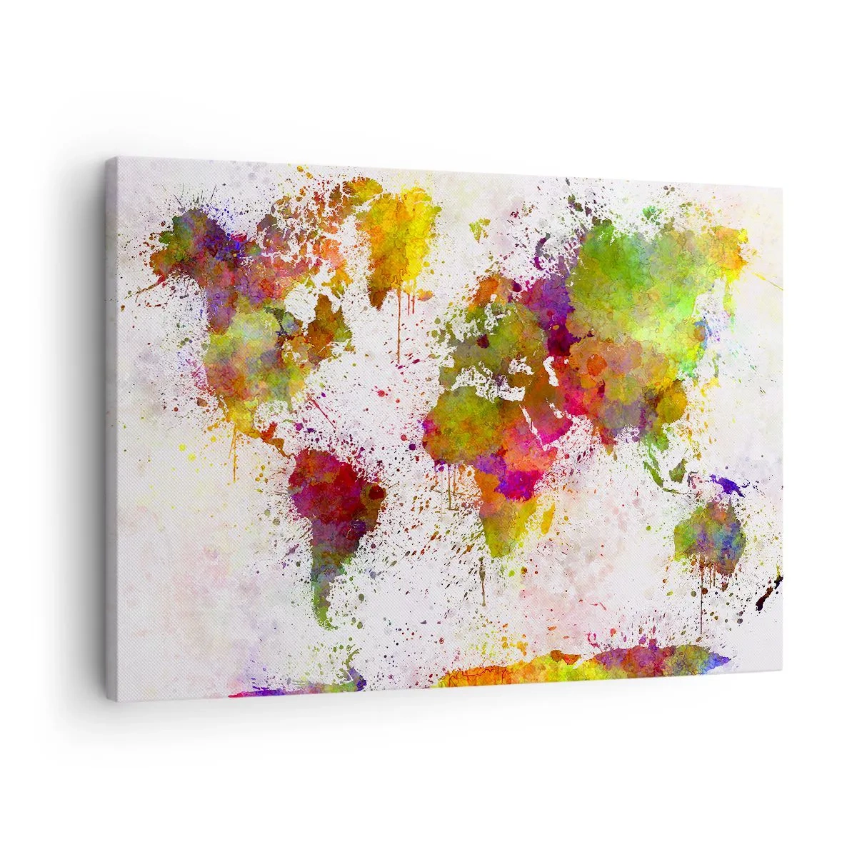 Obraz na plátně - Barevná mapa světa v abstraktním stylu - 70x50cm - Přišlo to nějak samo - Moderní nástěnná dekorace do obývacího pokoje a ložnice ARTTOR