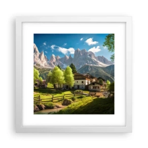 Plakát v bílém rámu - Alpská idyla - 30x30 cm