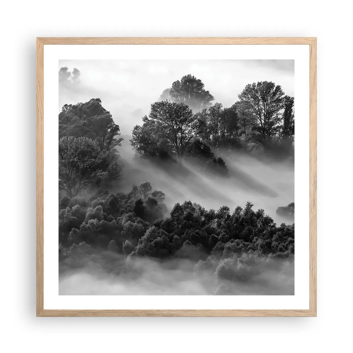 Plakát v rámu světlý dub - Probouzení ze spánku - 60x60 cm