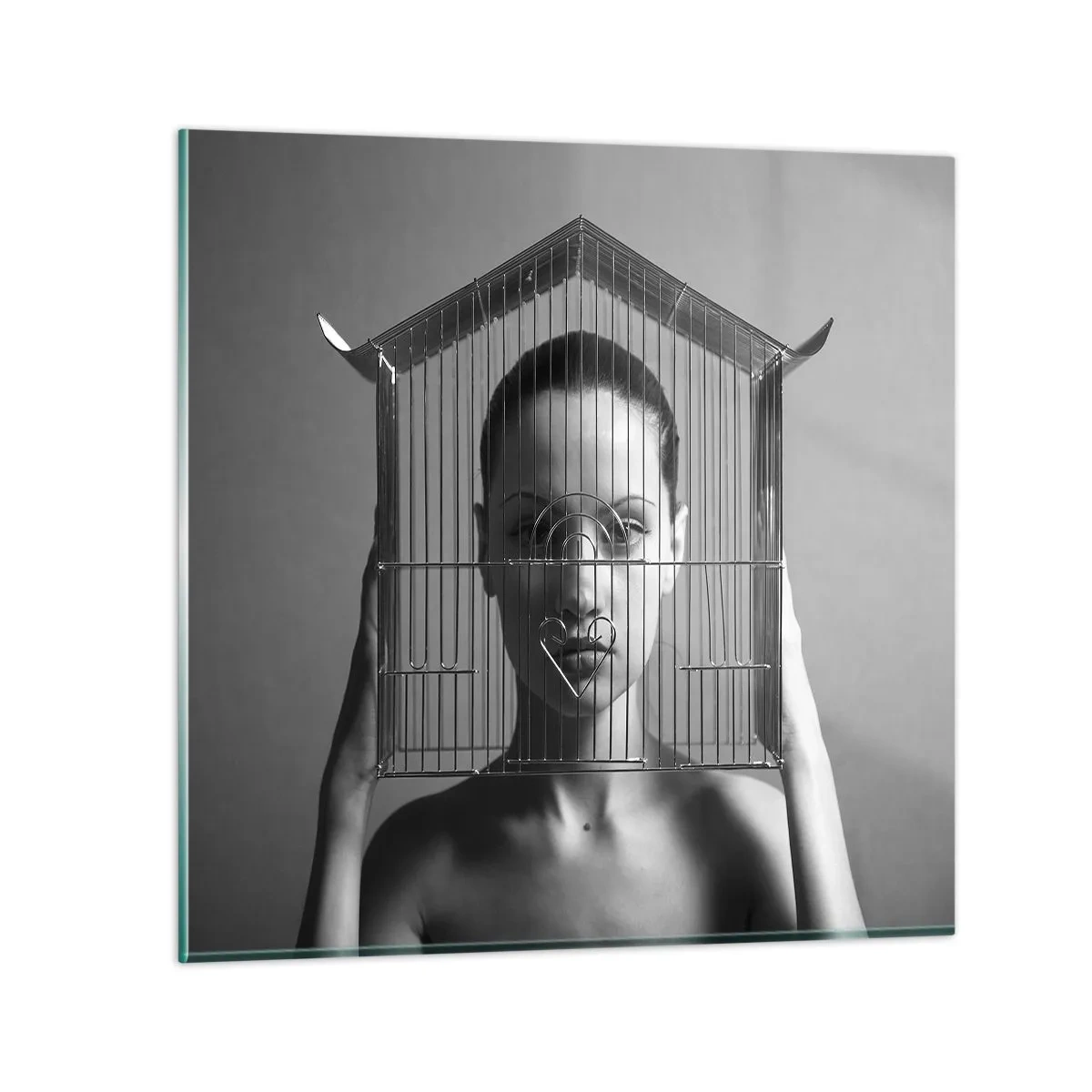 Obraz na skle - Tak trochu surrealistický portrét - 60x60 cm