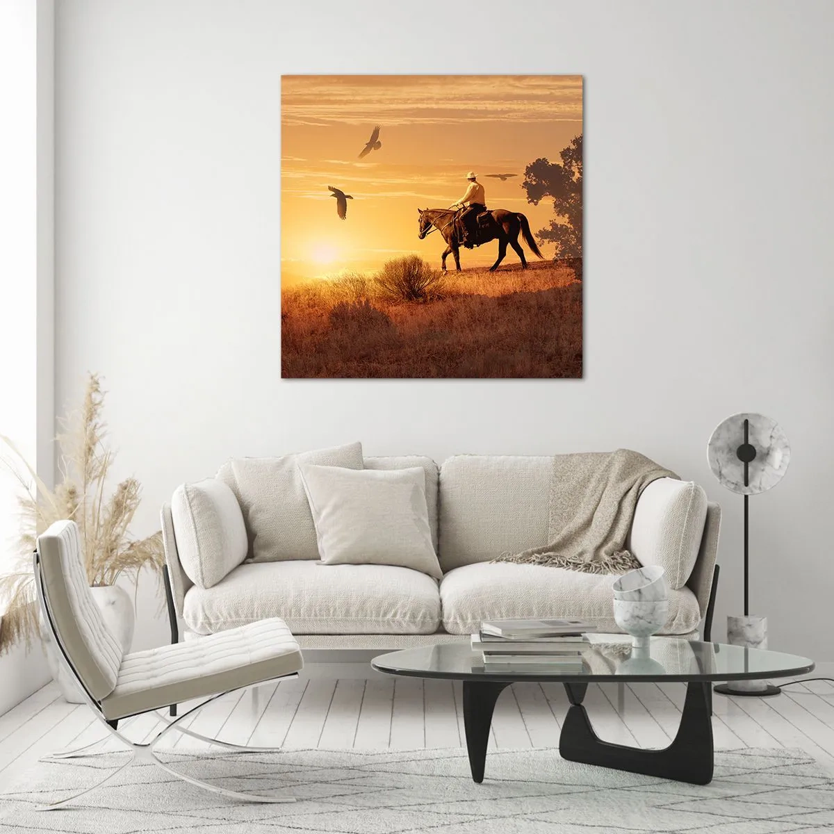 Obraz na skle - Sám prérií - 50x50 cm