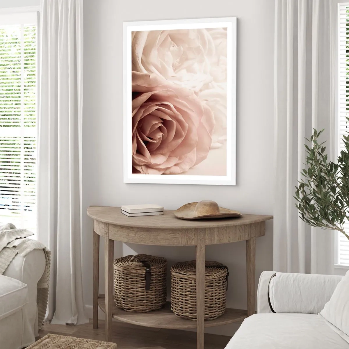 Plakát v bílém rámu - V srdci růže - 70x100 cm