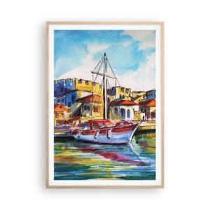 Plakát v rámu světlý dub - Duhové odpoledne - 70x100 cm