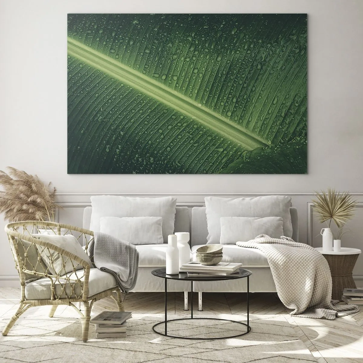 Obraz na skle - Struktura zelené - 100x70 cm