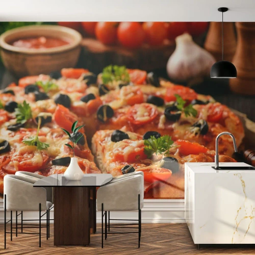 Fototapeta Premium Canvas - Opět jsi měl štěstí - Gastronomie, Pizza, Rajče - 250x175 cm