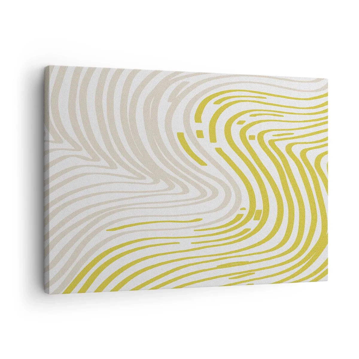 Obraz na plátně - Abstraktní vzor s vlnovkami v odstínech žluté a béžové. - 70x50cm - Kompozice s mírným ohybem - Moderní nástěnná dekorace do obývacího pokoje a ložnice ARTTOR