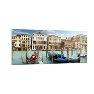 Obraz na skle - Paláce v modři - 100x40 cm