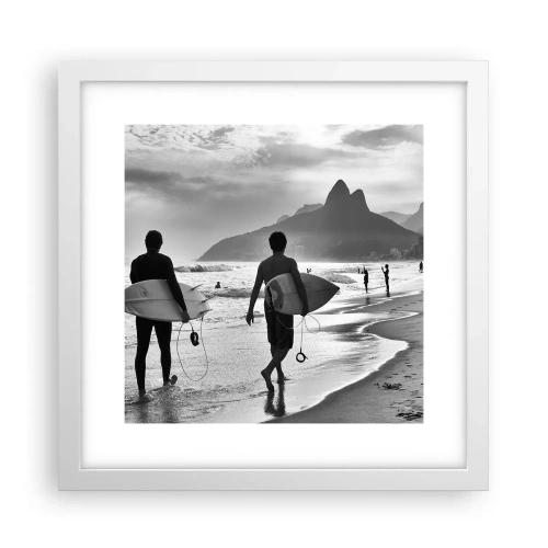 Plakát v bílém rámu - Samba na jednu vlnu - 30x30 cm
