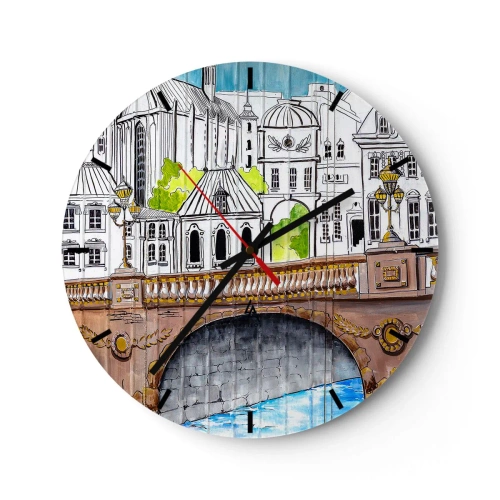 Nástěnné hodiny - Město jako malované - 40x40 cm