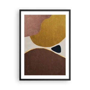 Plakát v černém rámu - Abstraktní geometrická kompozice v teplých barvách - 50x70cm - Abstrakce – místo v prostoru - Moderní nástěnná dekorace do obývacího pokoje a ložnice ARTTOR