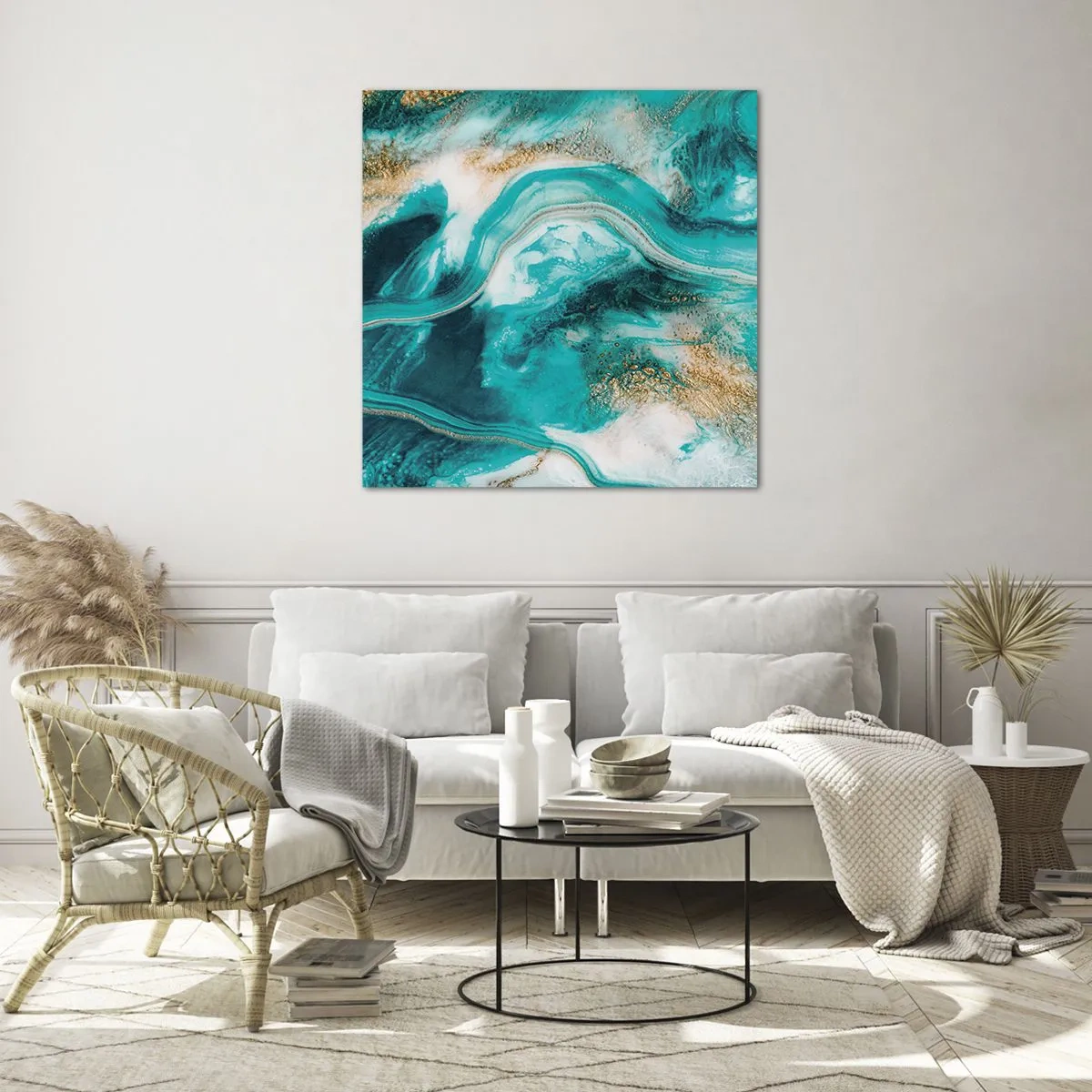 Obraz na skle - Řeka zlata - 30x30 cm