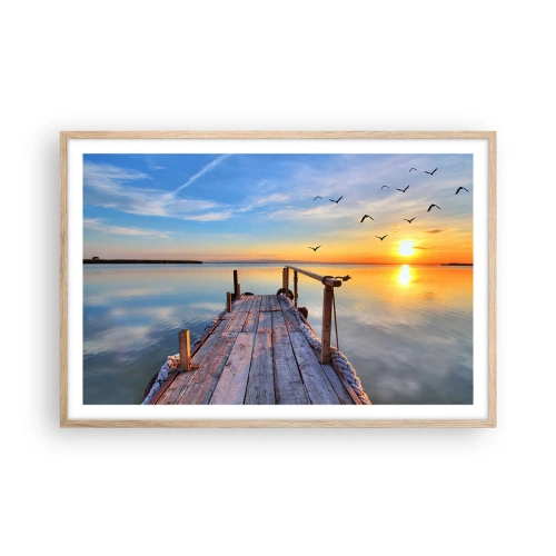 Plakát v rámu světlý dub - Jít před sebe směrem ke slunci - 91x61 cm