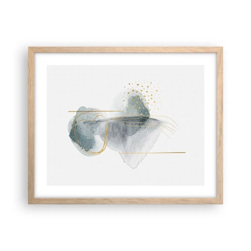 Plakát v rámu světlý dub - O vztahu mezi šedou a zlatou - 50x40 cm