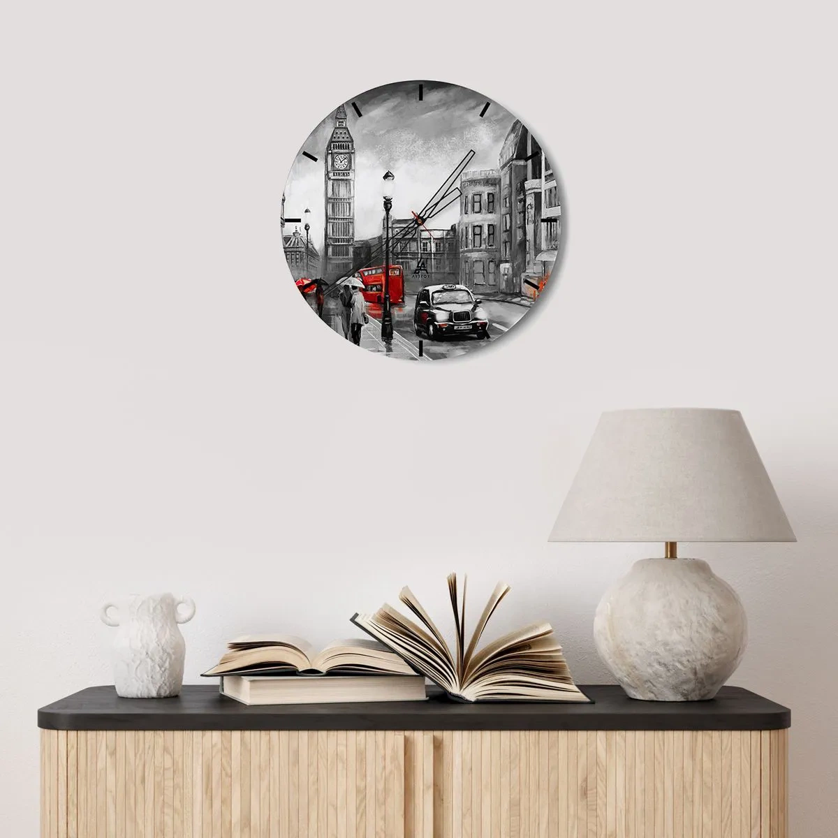 Nástěnné hodiny - Vůbec ne šedé město - 40x40 cm