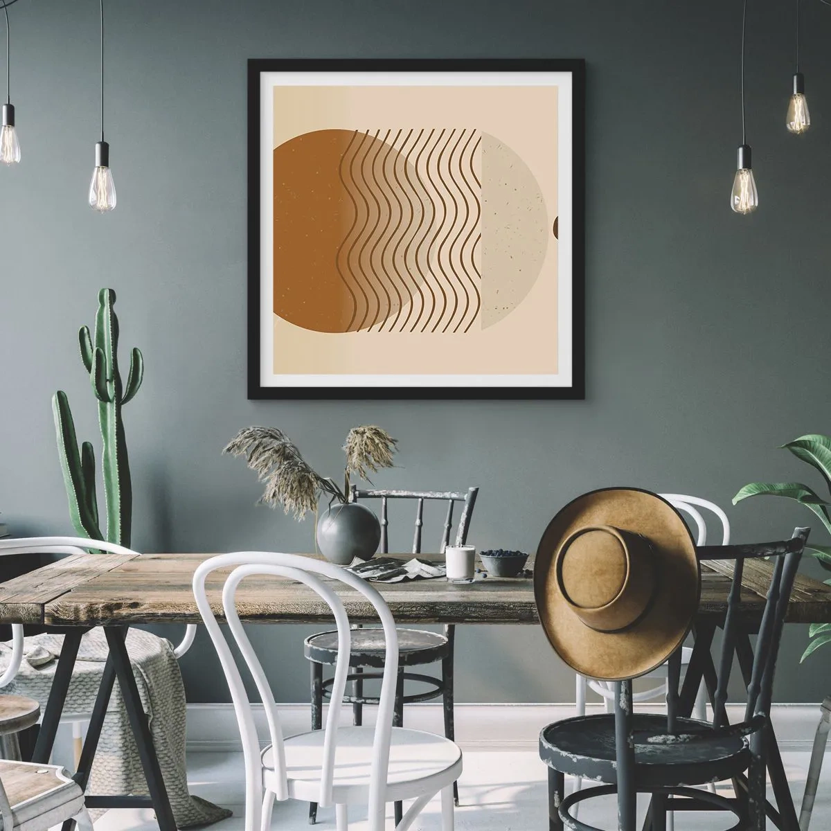 Plakát v černém rámu - O původu geometrických obrazců - 40x40 cm