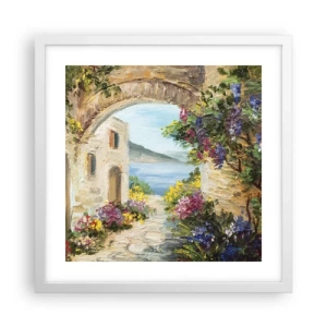 Plakát v bílém rámu - Půvab pobřežní krajiny - 40x40 cm