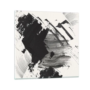 Obraz na skle - Abstrakce – exprese černé - 60x60 cm