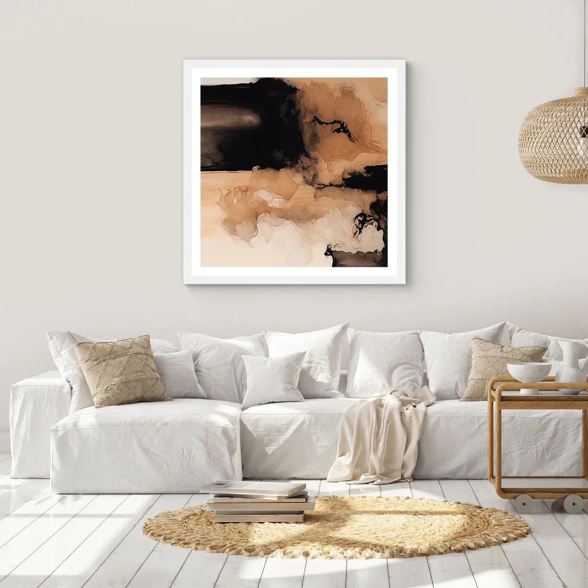 Plakát v bílém rámu - Poutavá abstrakce - 60x60 cm