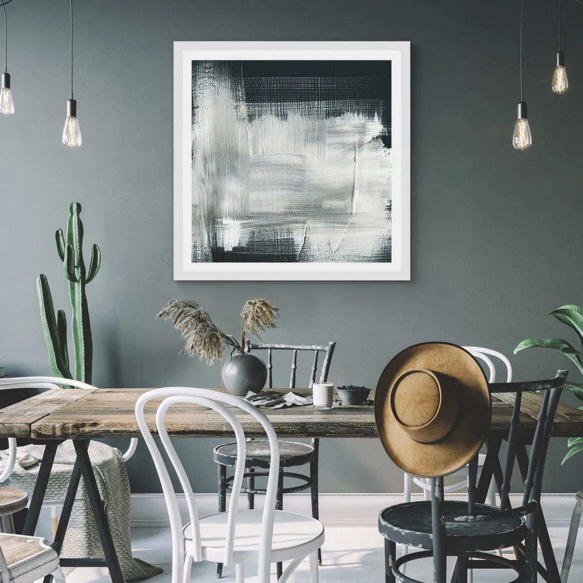 Plakát v bílém rámu - Utkané svisle a vodorovně - 30x30 cm