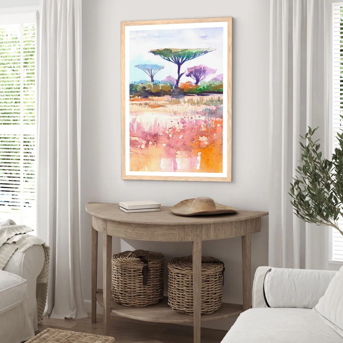 Plakát v rámu světlý dub - Barvy savany - 70x100 cm