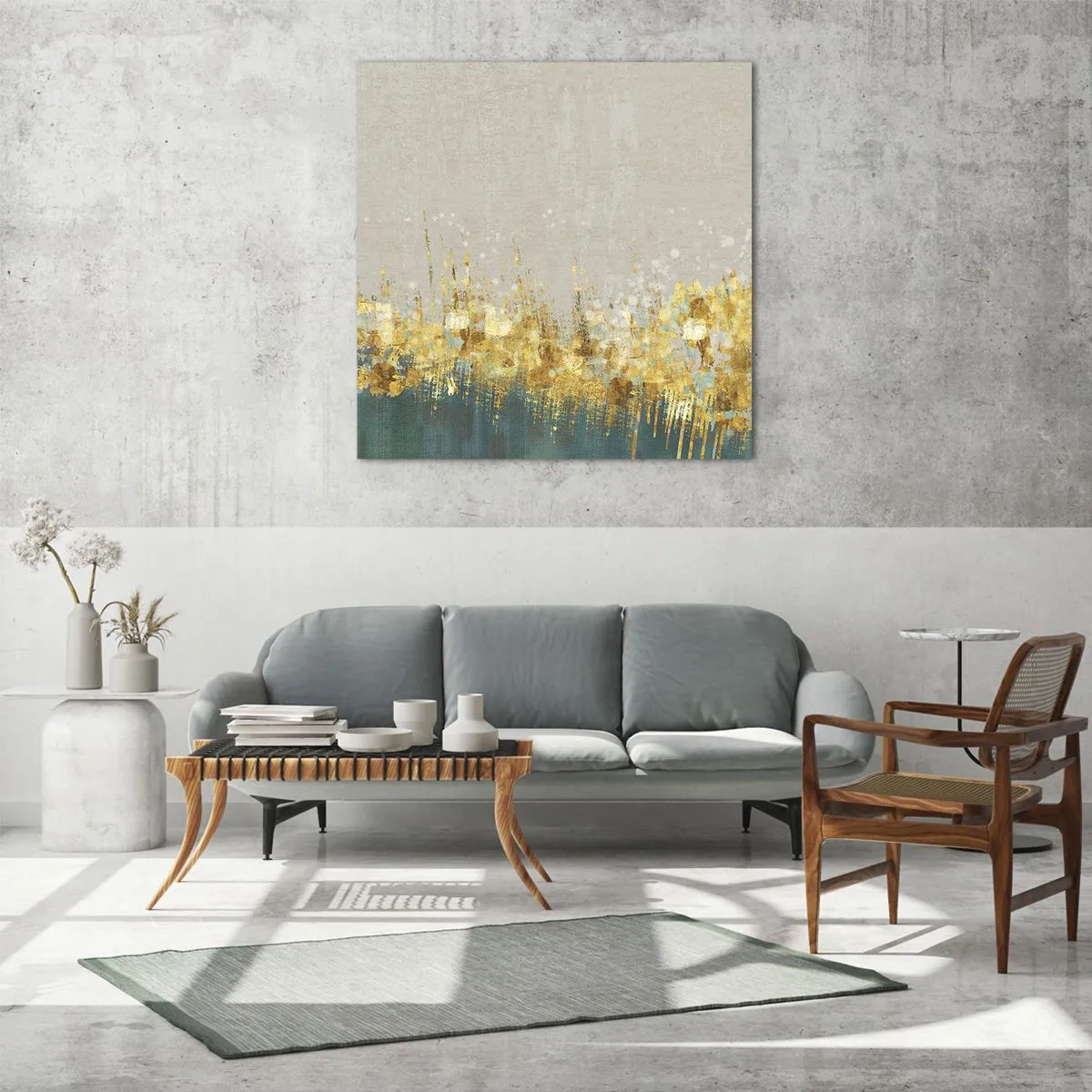 Obraz na skle - Zlatá hranice - 50x50 cm