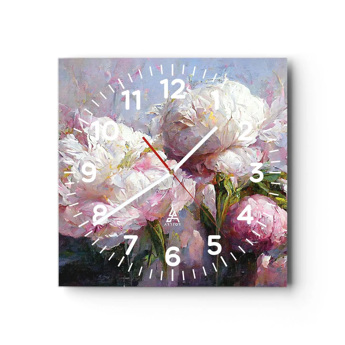 Nástěnné hodiny - Kytice překypující životem - 40x40 cm