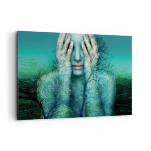 Obraz na plátně - Ponořená do modré - 100x70 cm