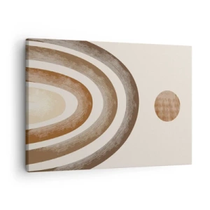 Obraz na plátně - Geometrický planetární motiv v odstínech hnědé - 70x50cm - V předaleké galaxii - Moderní nástěnná dekorace do obývacího pokoje a ložnice ARTTOR
