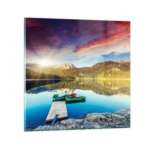 Obraz na skle - U vody hladké jako zrcadlo - 70x70 cm