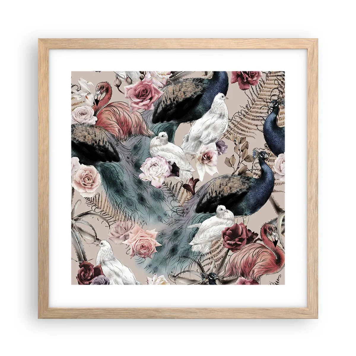 Plakát v rámu světlý dub - V palácové zahradě - 40x40 cm