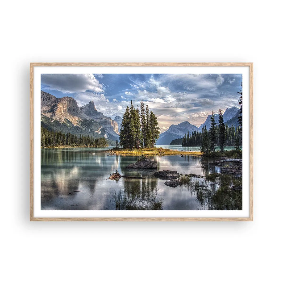 Plakát v rámu světlý dub - U velké a čisté vody… - 100x70 cm