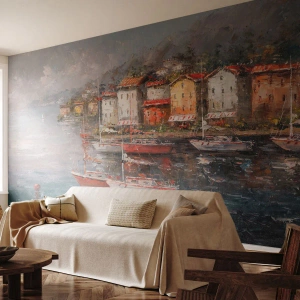Fototapeta Premium Sand - Romantický přístav - Architektura, Přístavní město, Plachetnice - 100x70 cm