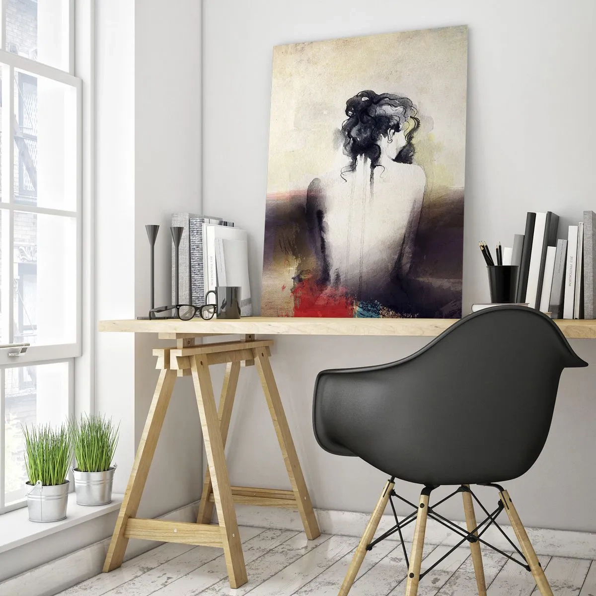 Obraz na skle - Jemné linie, oválné tvary - 50x70 cm