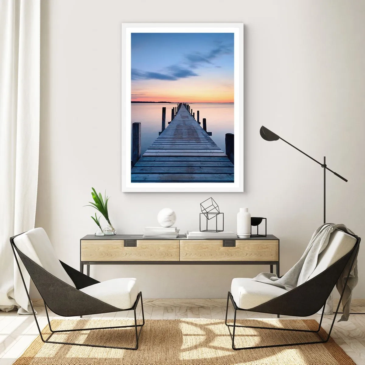 Plakát v bílém rámu - Klid příjemného soumraku - 70x100 cm