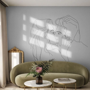 Fototapeta Samolepicí Deluxe Sticker - Jedním tahem - Grafika, Zamilovaný pár, Polibek - 150x105 cm