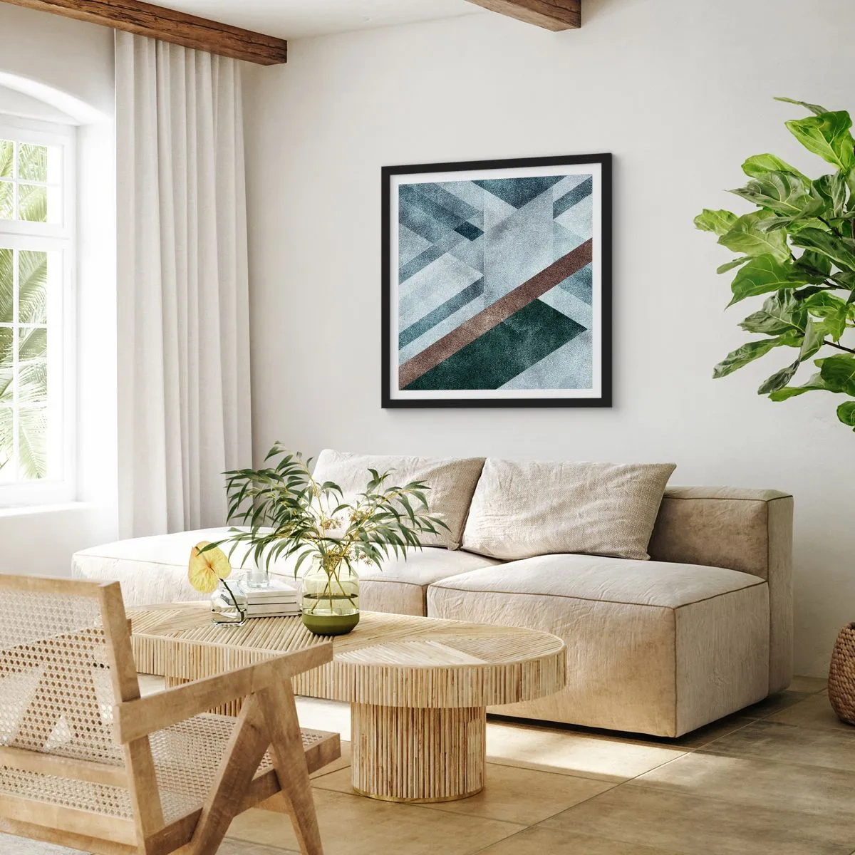 Plakát v černém rámu - Sofistikovaná elegance geometrie - 60x60 cm