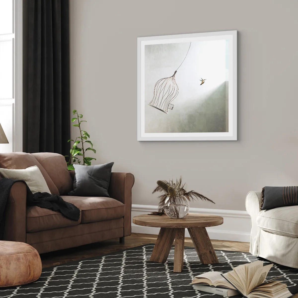 Plakát v bílém rámu - Ve svém živlu - 60x60 cm