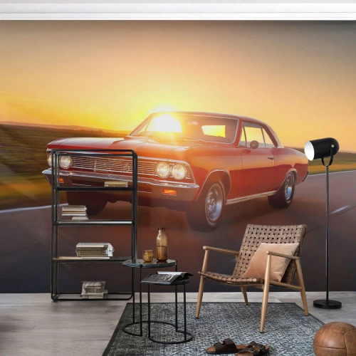 Fototapeta Premium Canvas - Touha má červenou barvu - Auto, Výlet, Vinobraní - 200x140 cm