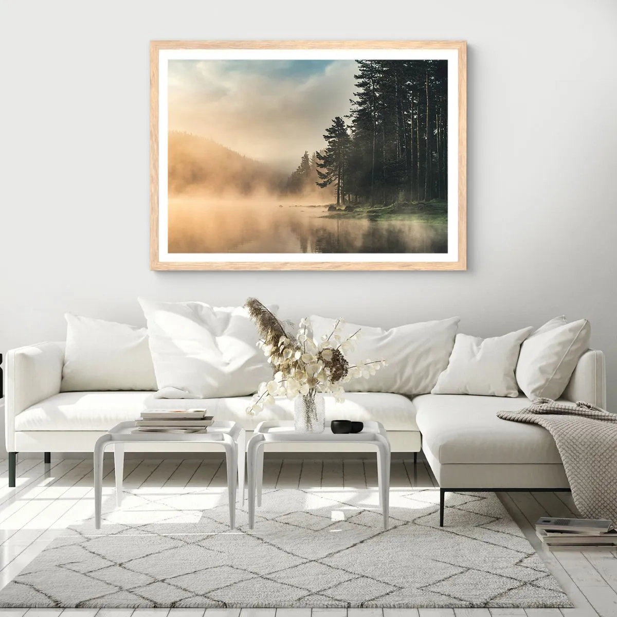 Plakát v rámu světlý dub - Zrození dne - 100x70 cm