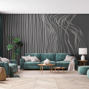 Fototapeta Premium Sand - Rytmus a přízvuk - Abstrakce, Kus, Černý a bílý - 300x210 cm