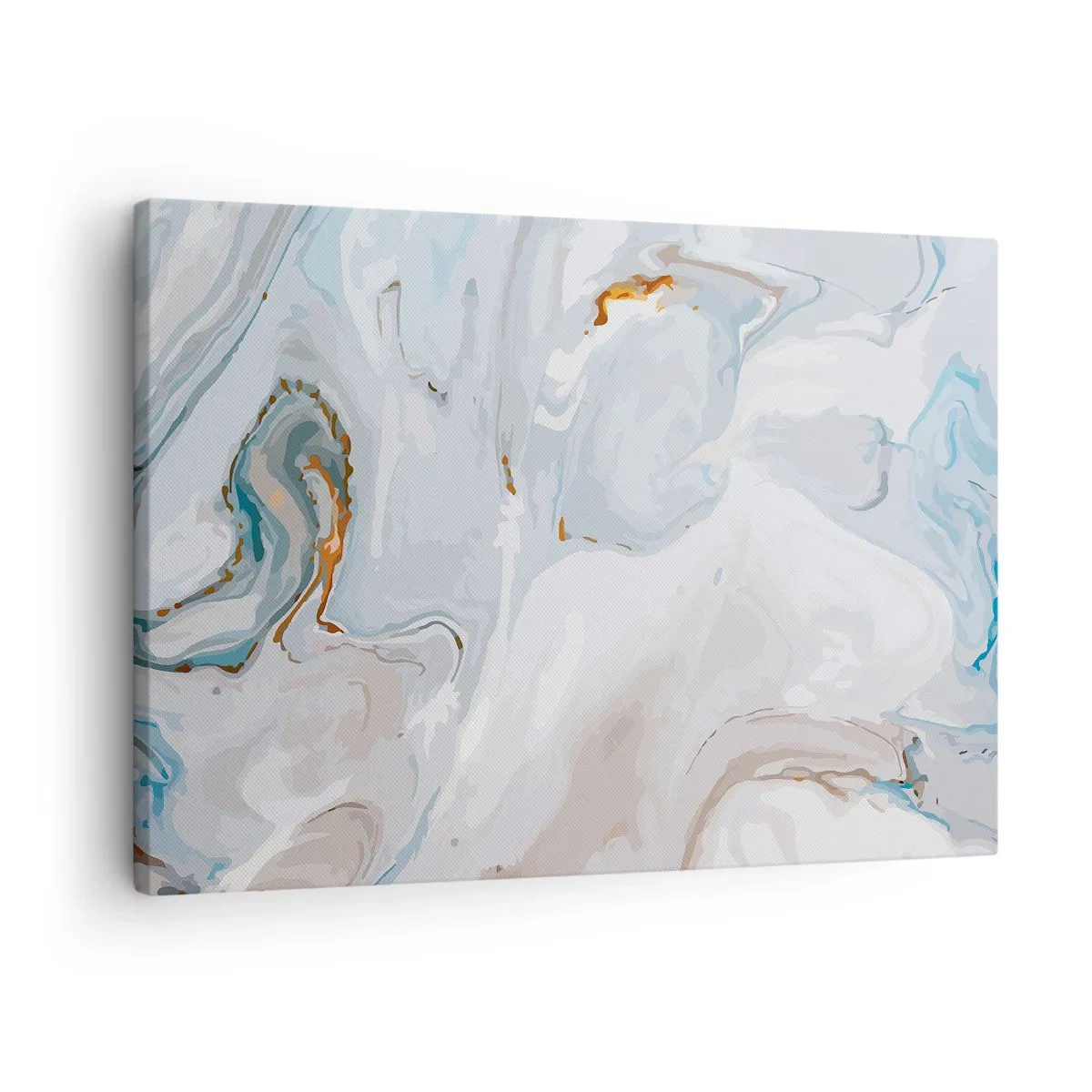 Obraz na plátně - Abstraktní vlny v odstínech modré a bílé - 70x50cm - Povznesená bílá - Moderní nástěnná dekorace do obývacího pokoje a ložnice ARTTOR