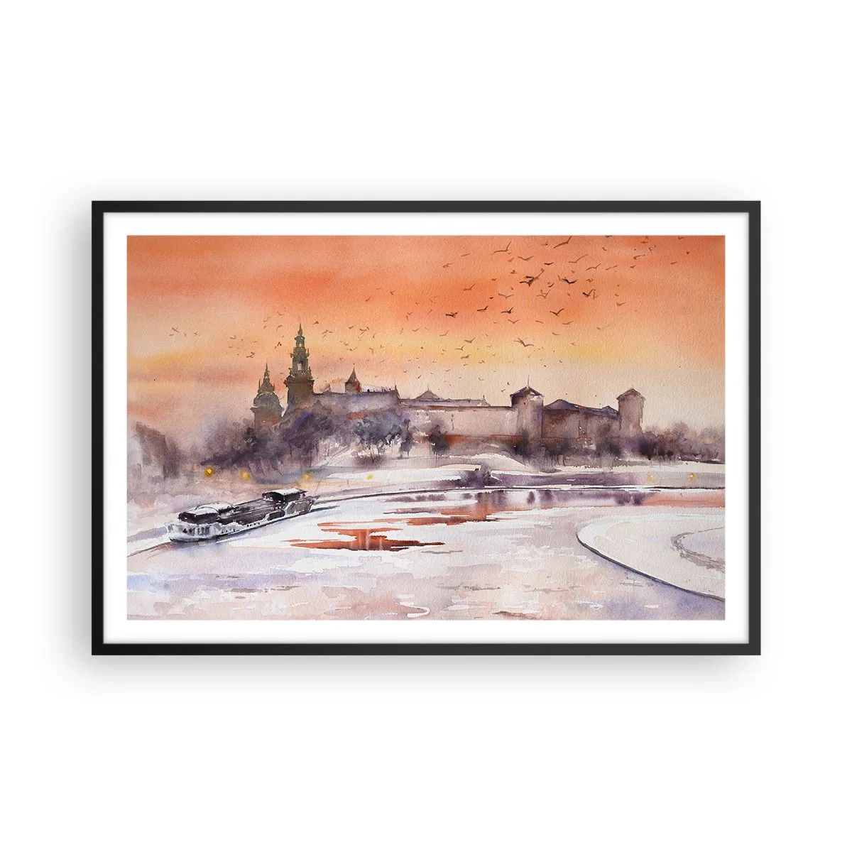 Plakát v černém rámu - Královský západ slunce - 91x61 cm