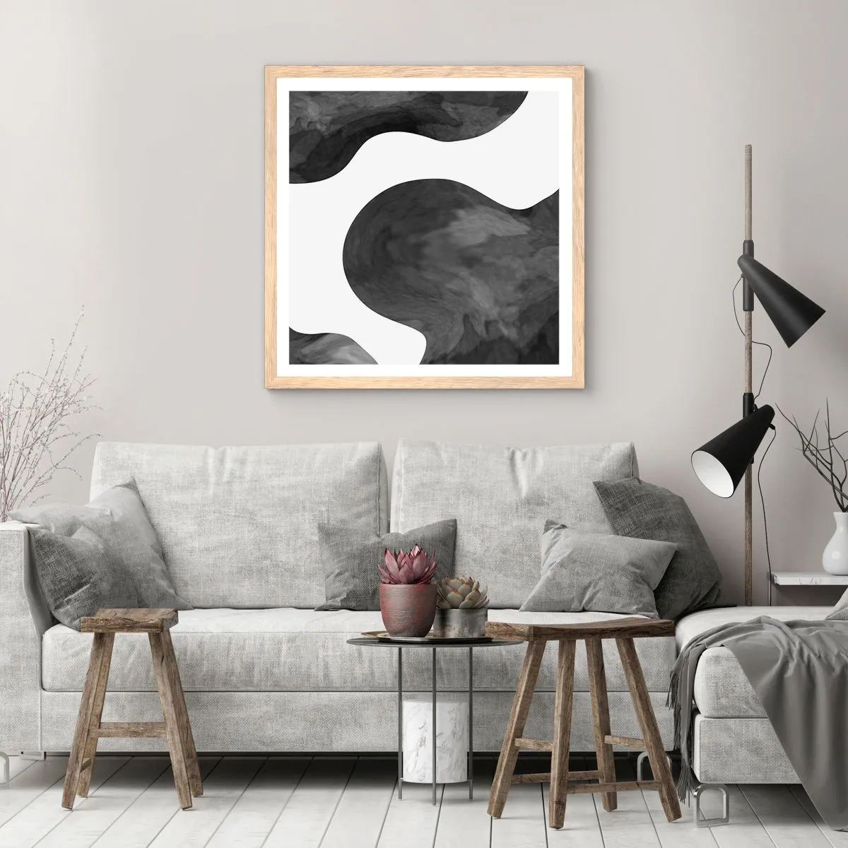 Plakát v rámu světlý dub - Mléčná dráha - 50x50 cm