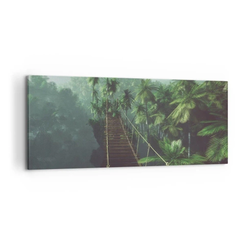 Obraz na plátně - U vodopádu zeleně - 120x50 cm