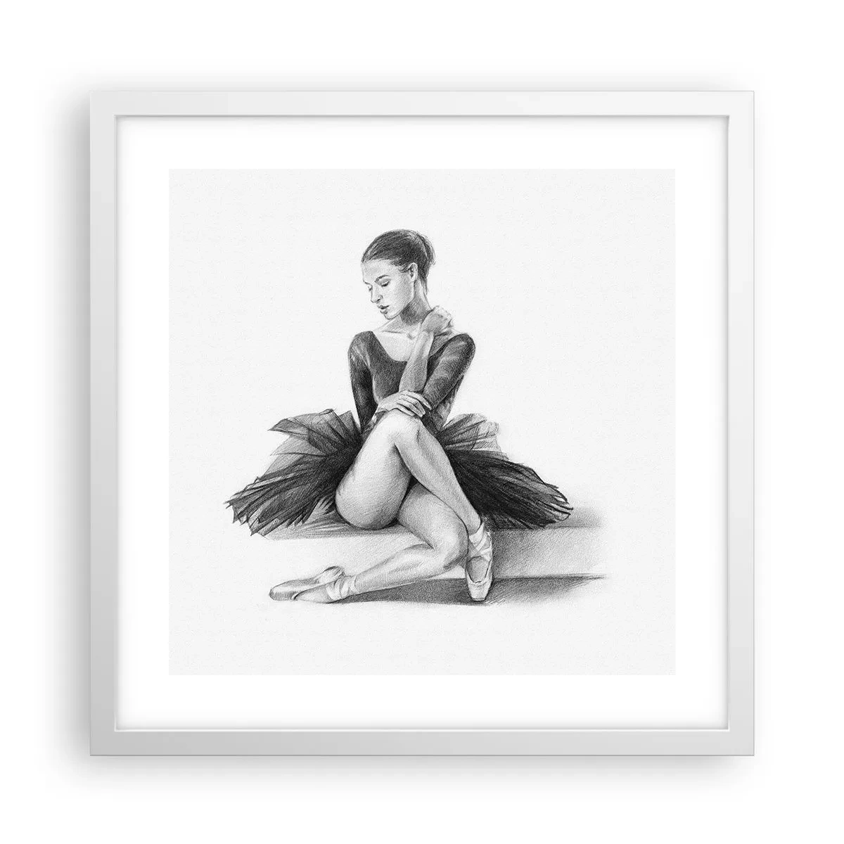 Plakát v bílém rámu - Okouzlená tancem - 40x40 cm