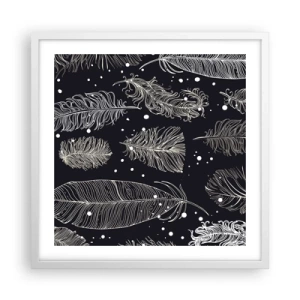 Plakát v bílém rámu - Krajka s peřím - 50x50 cm