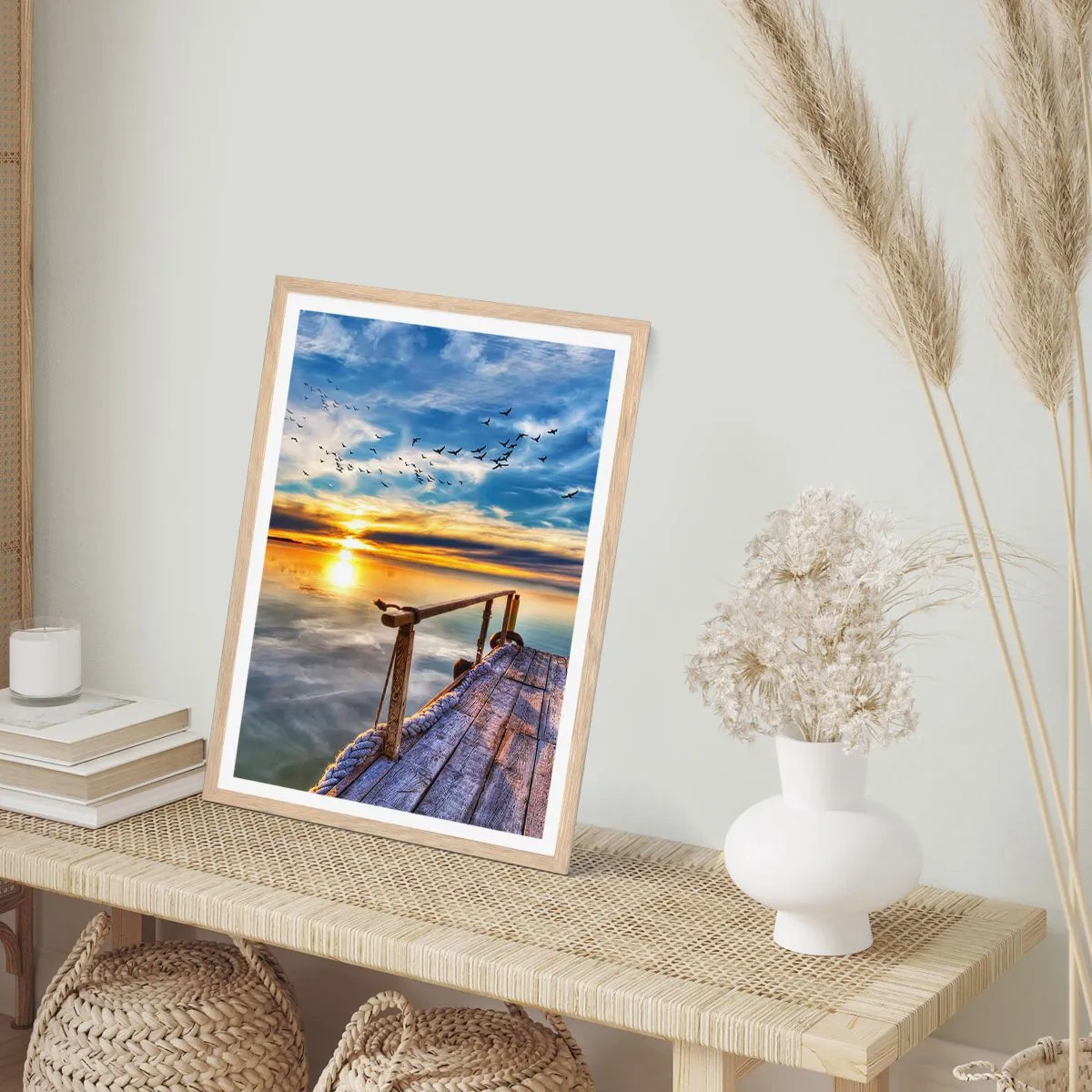 Plakát v rámu světlý dub - Vítr jde odpočívat - 61x91 cm