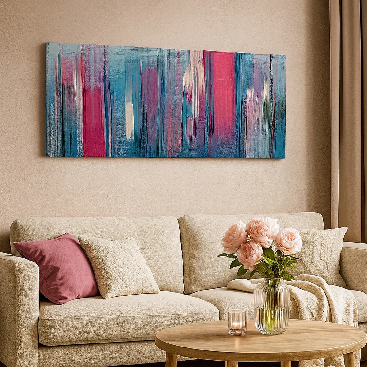 Obraz na plátně - Vertikální kompozice v modré a červené - 30x30 cm