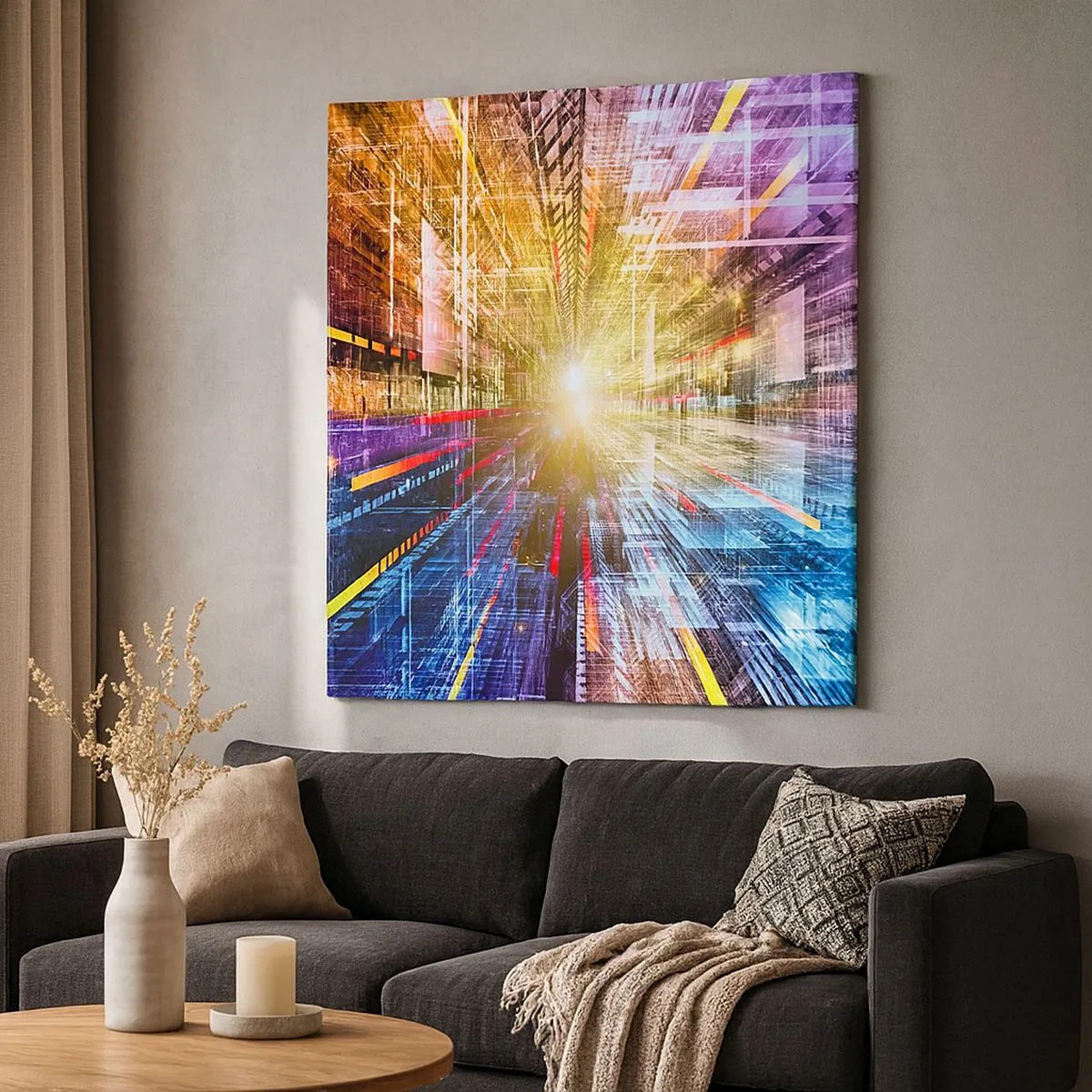 Obraz na plátně - Osvětlená chodba - 30x30 cm